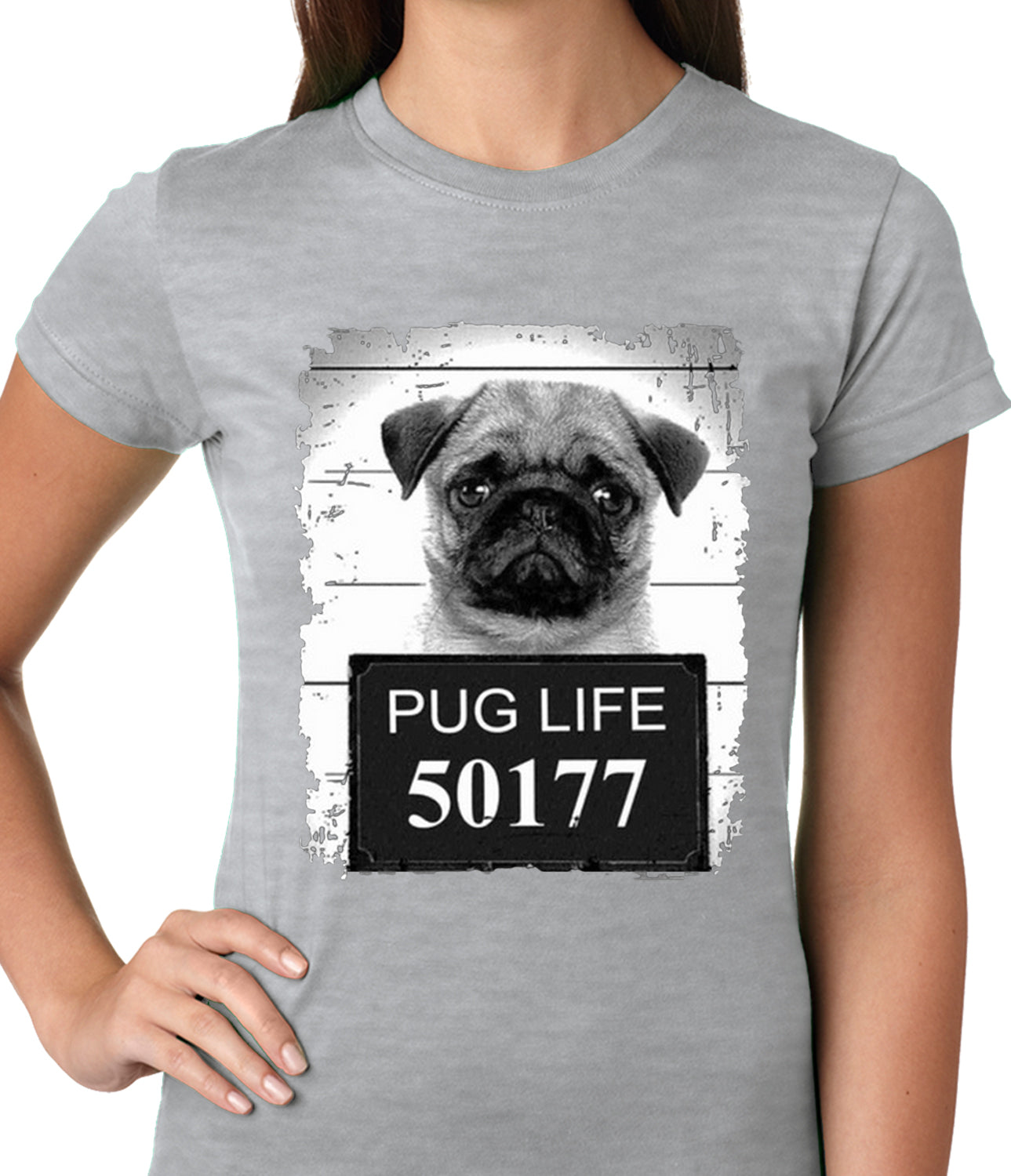 Mug Shot Pug Life Funny Ladies T-shirt