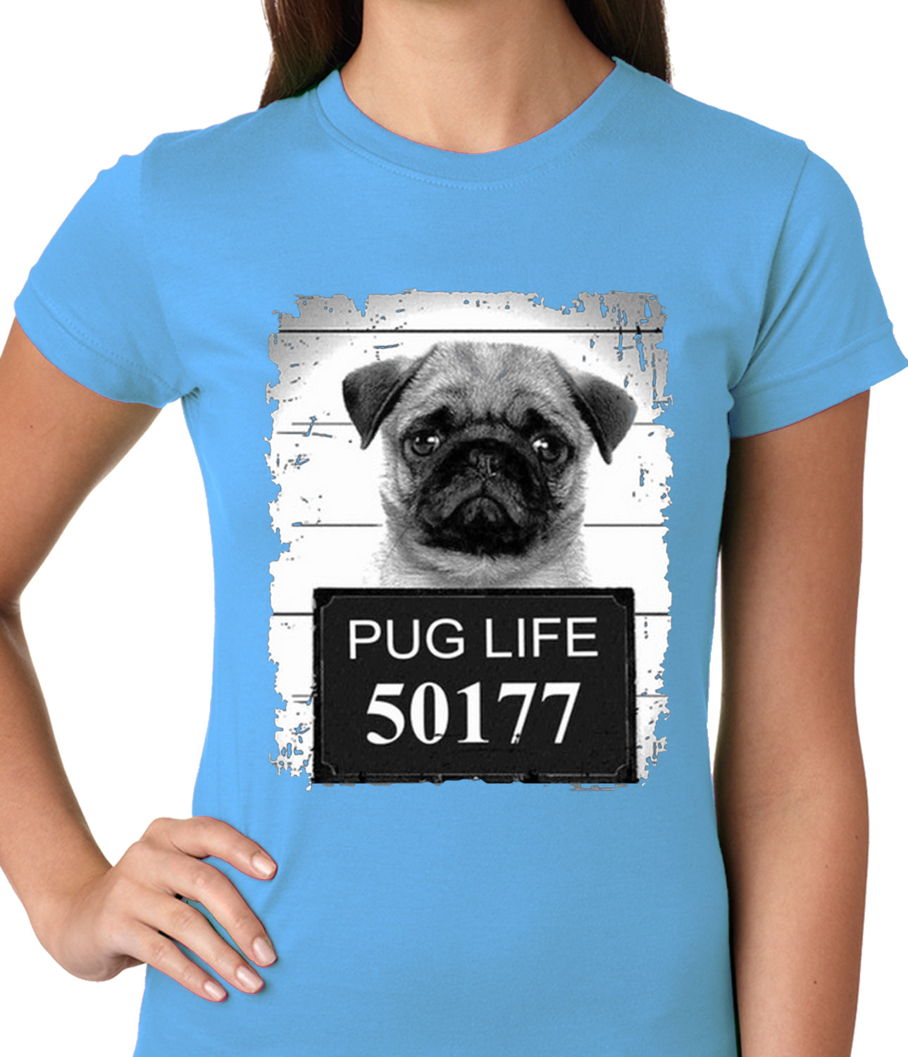 Mug Shot Pug Life Funny Ladies T-shirt