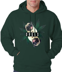 Pugs and Drugs Pot Leaf Adult Hoodie