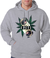 Pugs and Drugs Pot Leaf Adult Hoodie