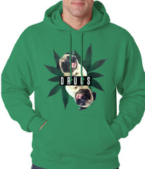 Pugs and Drugs Pot Leaf Adult Hoodie