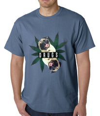 Pugs and Drugs Pot Leaf Mens T-shirt