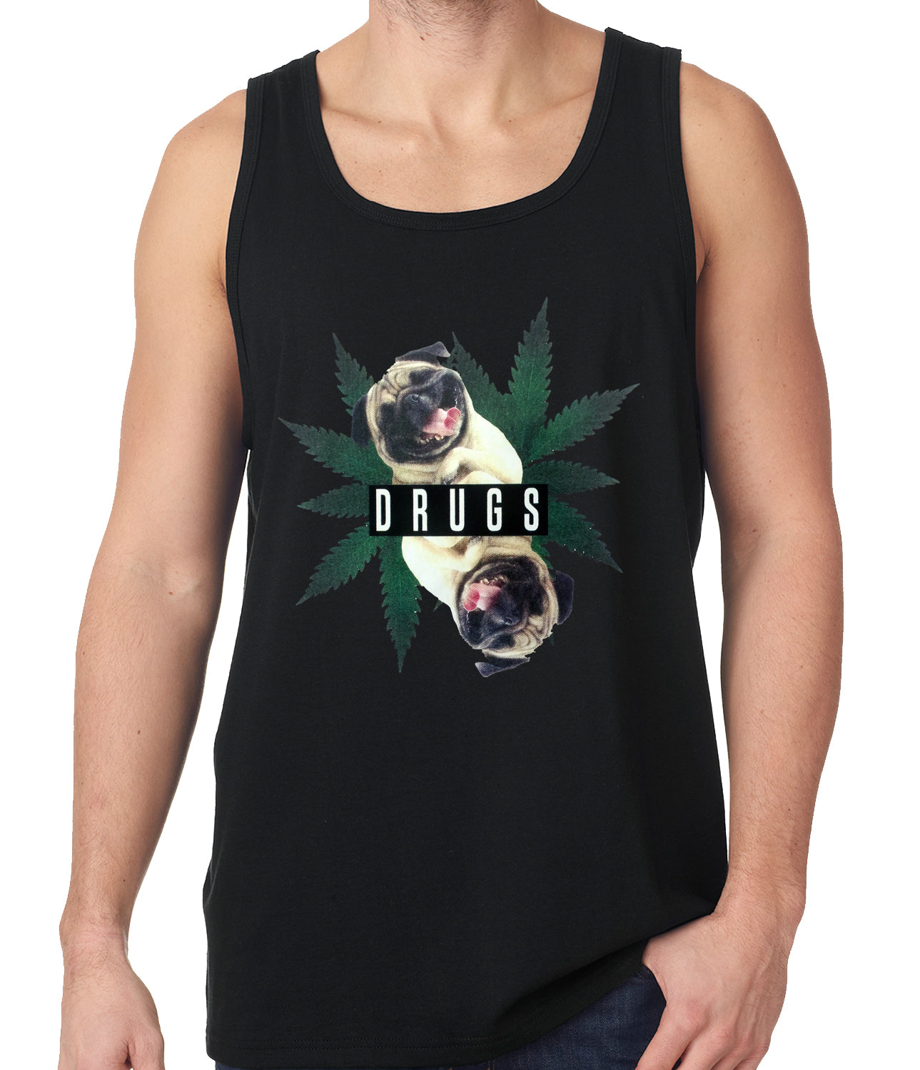 Pugs and Drugs Pot Leaf Tank Top