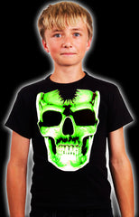 Radioactive Glowing Skull Kids T-Shirt (Black)