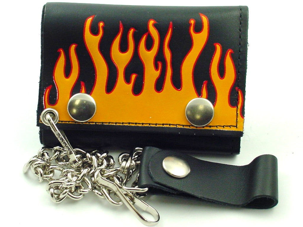 Raging Flames Genuine Leather Chain Wallet