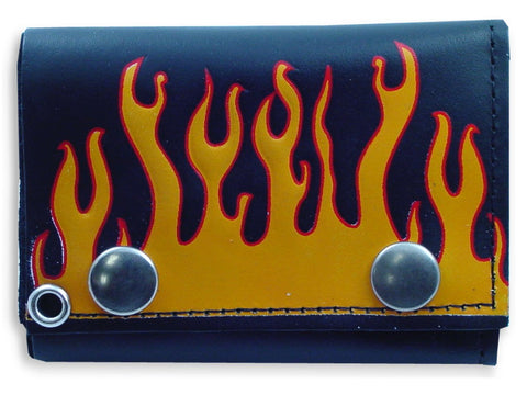 Raging Flames Genuine Leather Chain Wallet