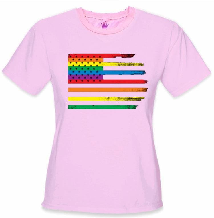 Rainbow Pride American Vintage Flag Girl's T-Shirt