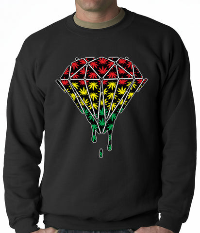 Rasta Pot Leaf Diamond Adult Crewneck