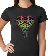 Rasta Pot Leaf Diamond Girls T-shirt