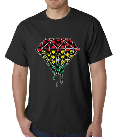 Rasta Pot Leaf Diamond Mens T-shirt