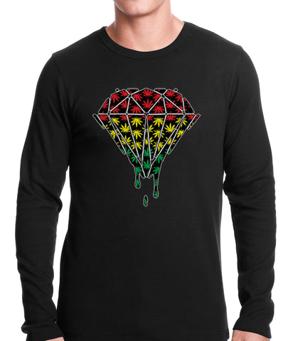 Rasta Pot Leaf Diamond Thermal Shirt