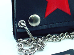 Red Star Genuine Leather Chain Wallet