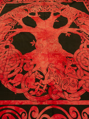Red Tie Dye Celtic Tree Tapestry