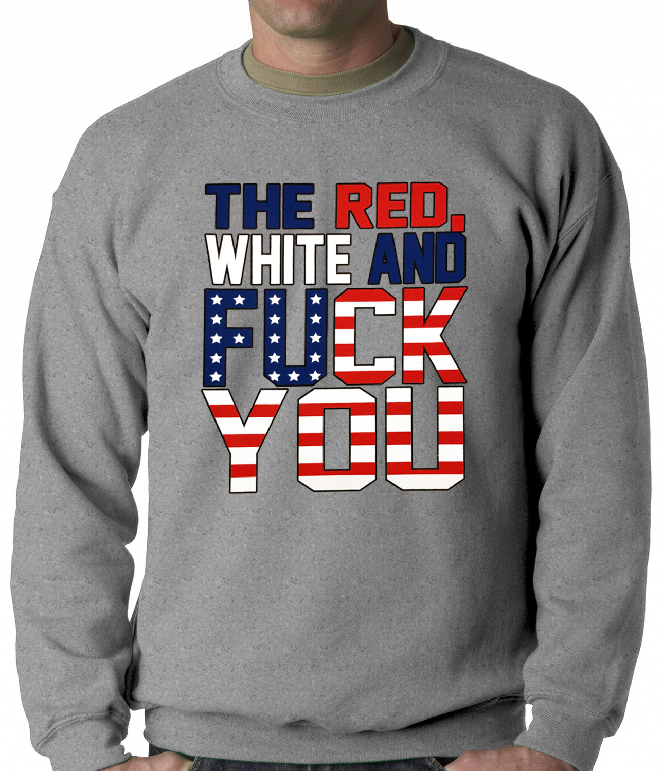 Red, White & F*ck You Adult Crewneck