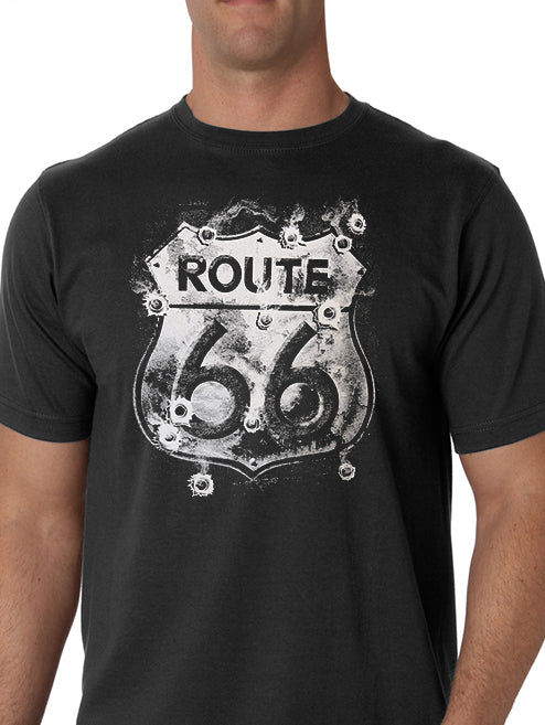 Route 66 Sign with Bullet Holes Men's T-Shirt