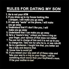 Rules For Dating My Son Girl's T-Shirt