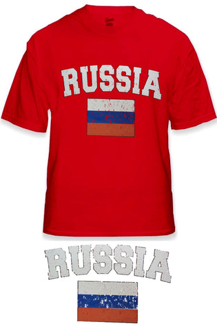 Russia Vintage Flag International Mens T-Shirt