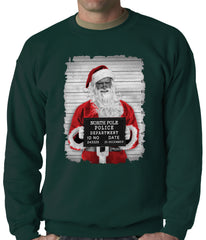 Santa Mug Shot Funny Adult Crewneck