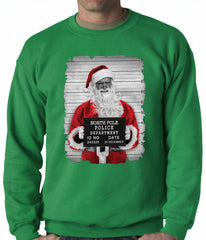 Santa Mug Shot Funny Adult Crewneck