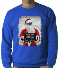 Santa Mug Shot Funny Adult Crewneck