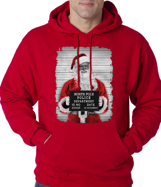 Santa Mug Shot Funny Adult Hoodie