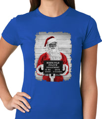 Santa Mug Shot Funny Ladies T-shirt