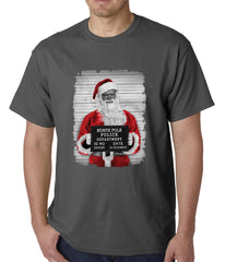 Santa Mug Shot Funny Mens T-shirt