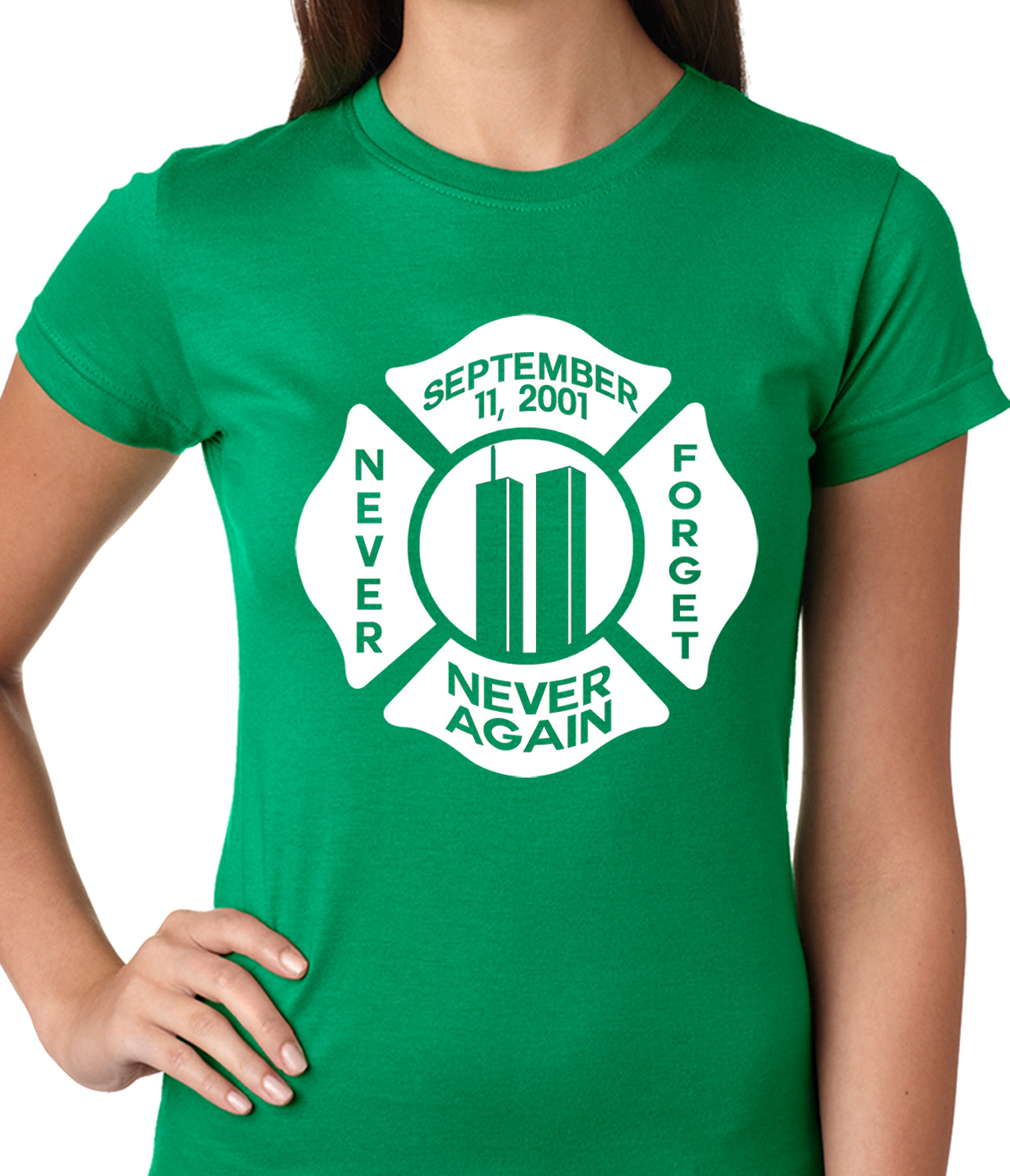 September 11, 2001 Never Forget, Never Again Ladies T-shirt