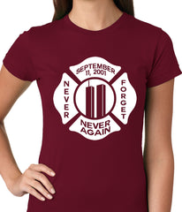 September 11, 2001 Never Forget, Never Again Ladies T-shirt