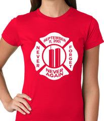 September 11, 2001 Never Forget, Never Again Ladies T-shirt