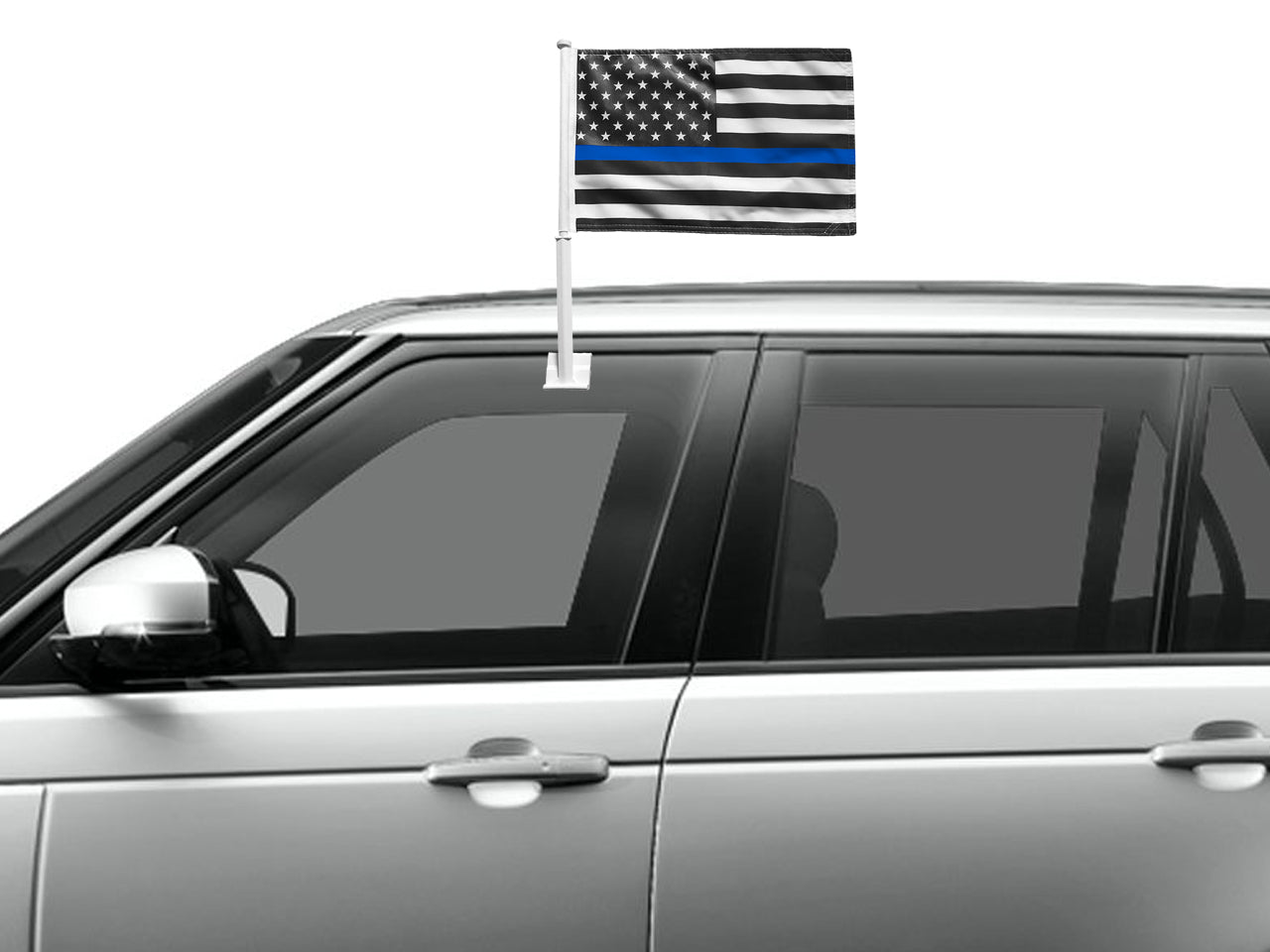 Set of 2 Blue Line American Flag Car Window Flags