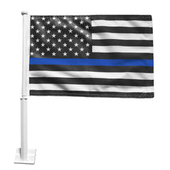 Set of 2 Blue Line American Flag Car Window Flags