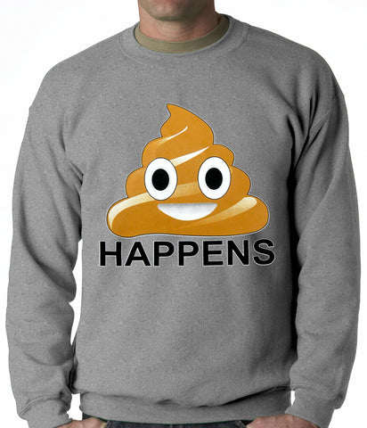 Sh*t Happens Funny Emoji Adult Crewneck