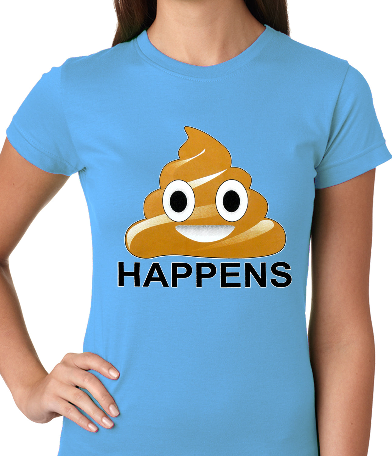 Sh*t Happens Funny Emoji Ladies T-shirt
