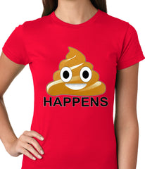 Sh*t Happens Funny Emoji Ladies T-shirt