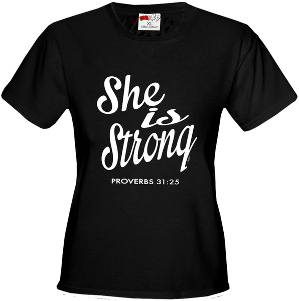 She Is Strong Proverbs 31:25 Girl's T-Shirt –