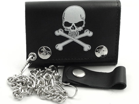 Skull & Cross Bones Genuine Leather Wallet 