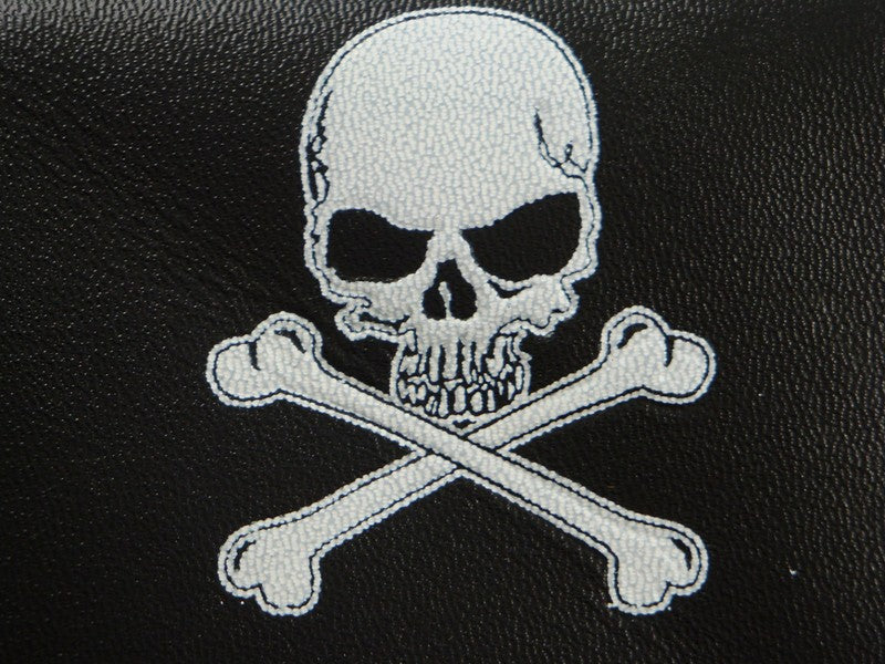 Skull & Crossbones 6 inch Biker Leather Chain Wallet