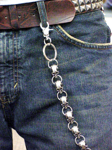 Skull Pile Chain of Skulls 30 inch Jean Chain