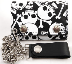 Skulls All Over Genuine Leather Chain Wallet