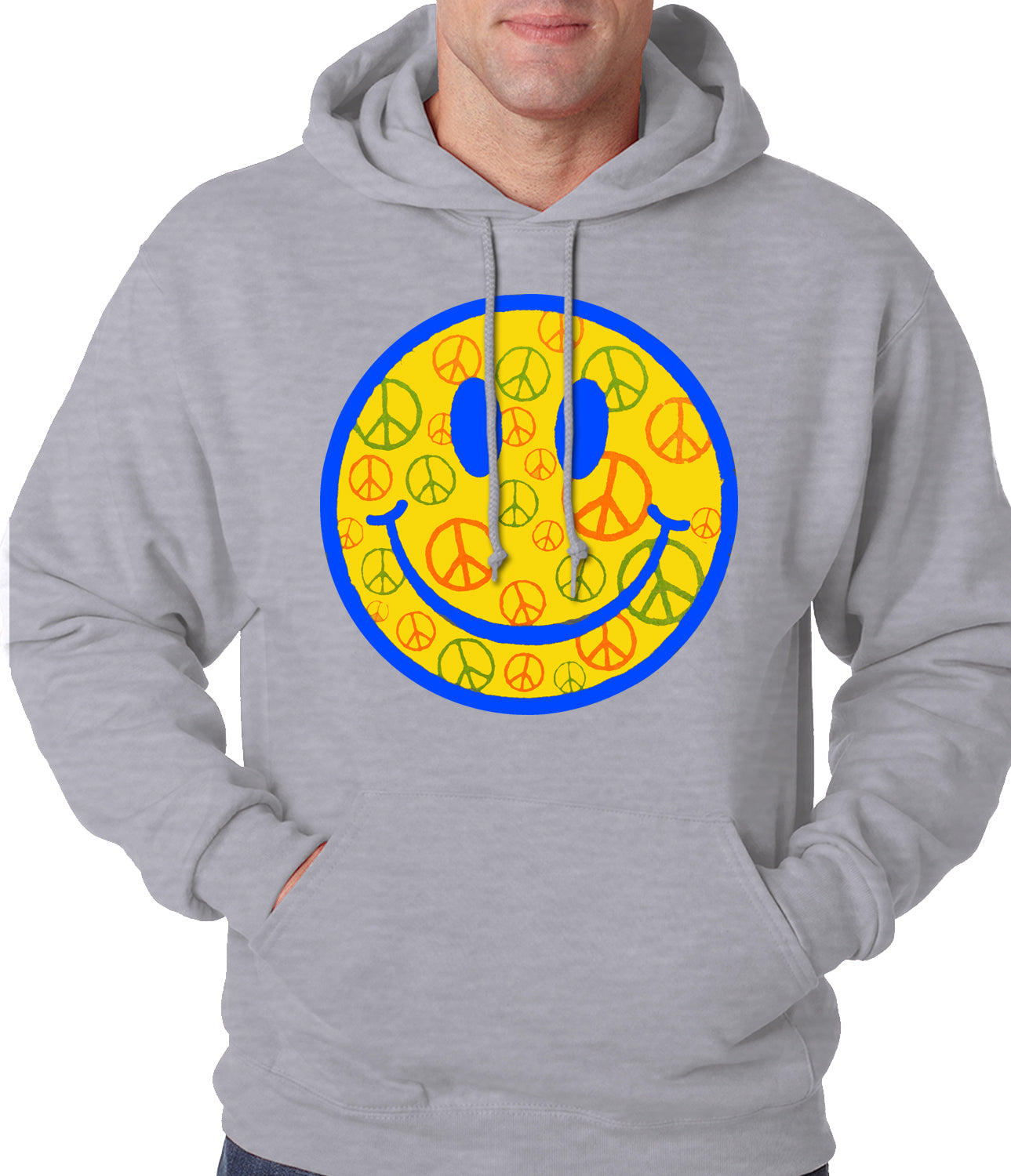 Smiley Face Peace Signs All Over Adult Hoodie