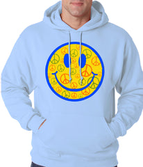 Smiley Face Peace Signs All Over Adult Hoodie