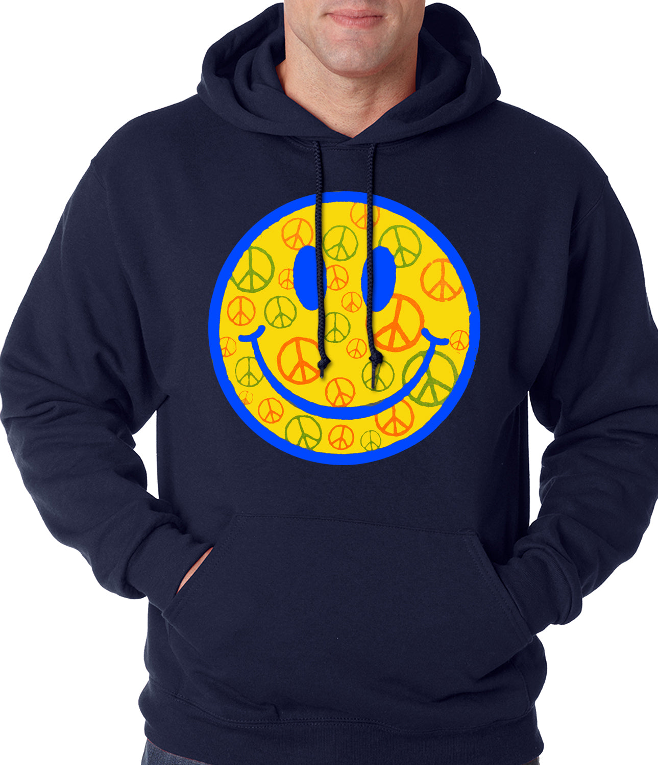Smiley Face Peace Signs All Over Adult Hoodie