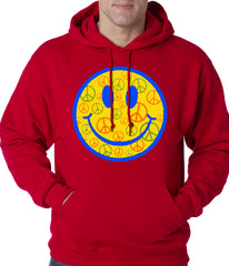 Smiley Face Peace Signs All Over Adult Hoodie