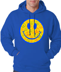 Smiley Face Peace Signs All Over Adult Hoodie