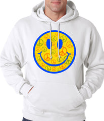 Smiley Face Peace Signs All Over Adult Hoodie