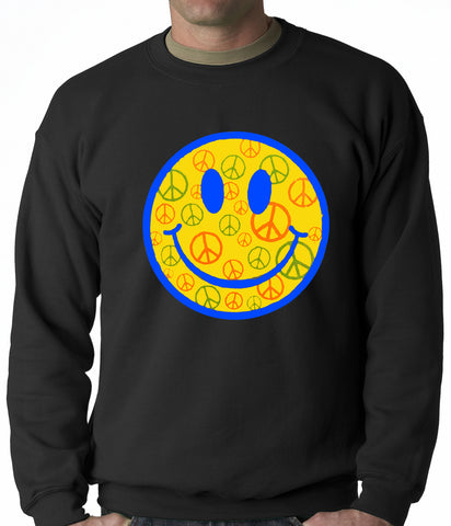 Smiley Face Peace Signs All Over Crewneck Sweatshirt