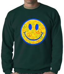 Smiley Face Peace Signs All Over Crewneck Sweatshirt