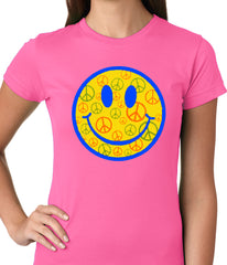 Smiley Face Peace Signs All Over Girls T-shirt