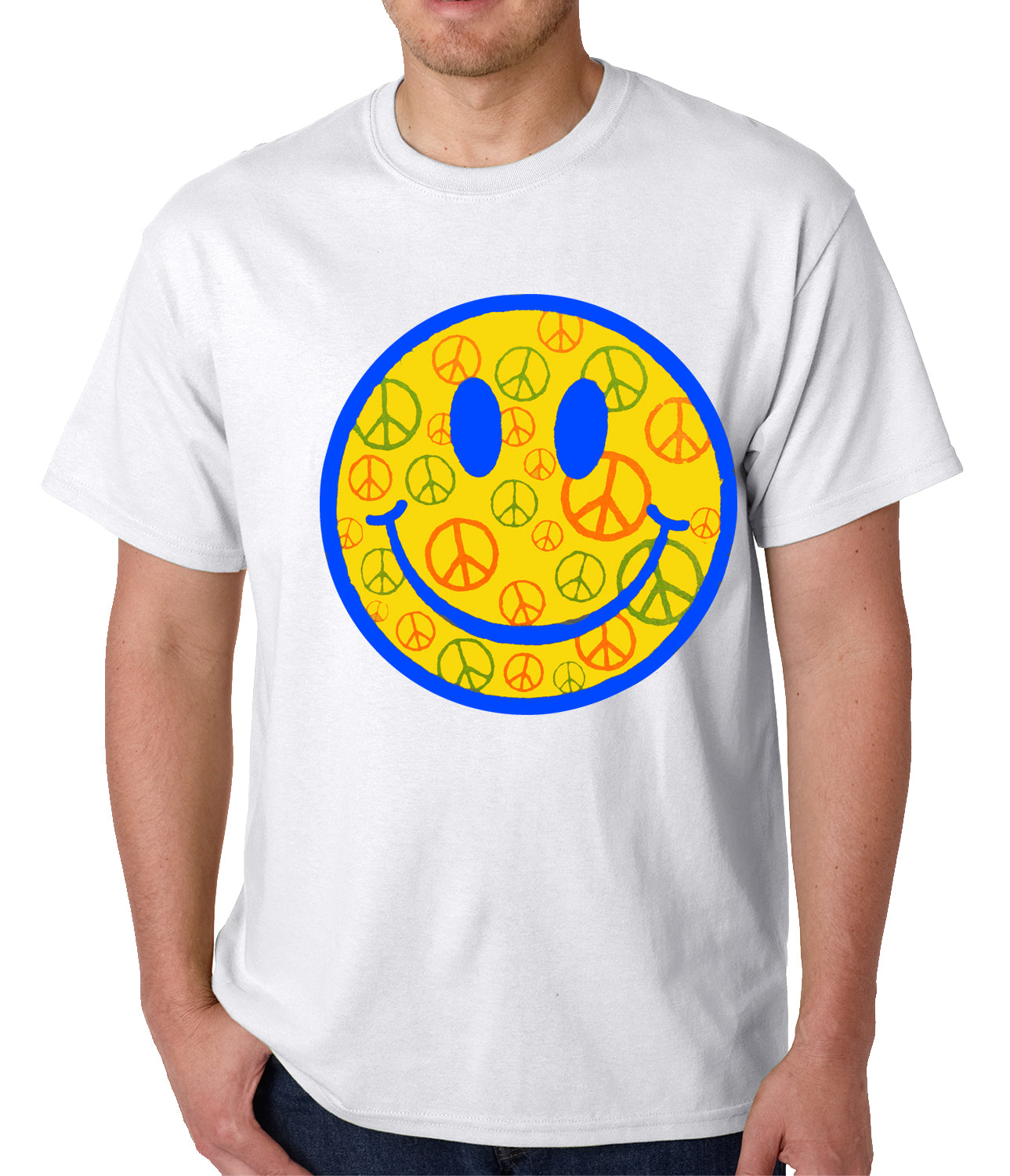 Smiley Face Peace Signs All Over Mens T-shirt